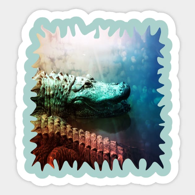 The Alligator that Wears the Rainbow Rays Sticker by distortionart